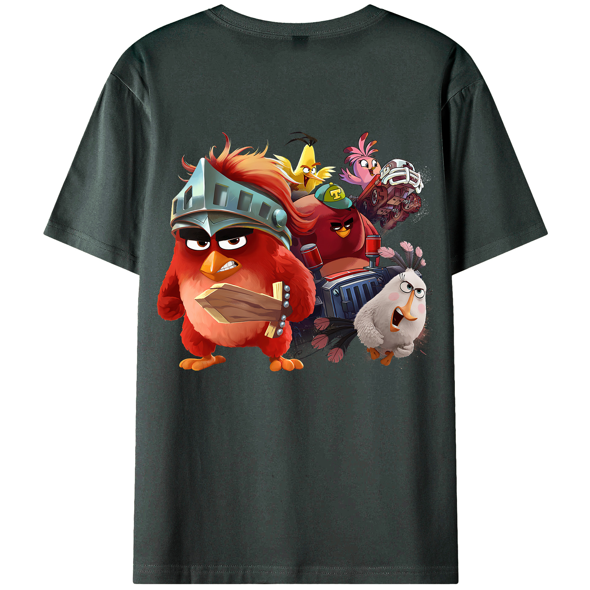 （画像用） Angry Birds アングリーバード 綿100％ メンズ半袖Tシャツ（バックプリント） 通気性